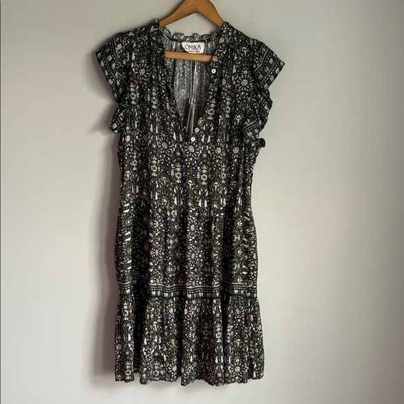 TUCKERNUCK OMIKA Wilora Double Ruffle Sleeve Mini Dress, Malia Pistachio Large - Picture 2 of 16